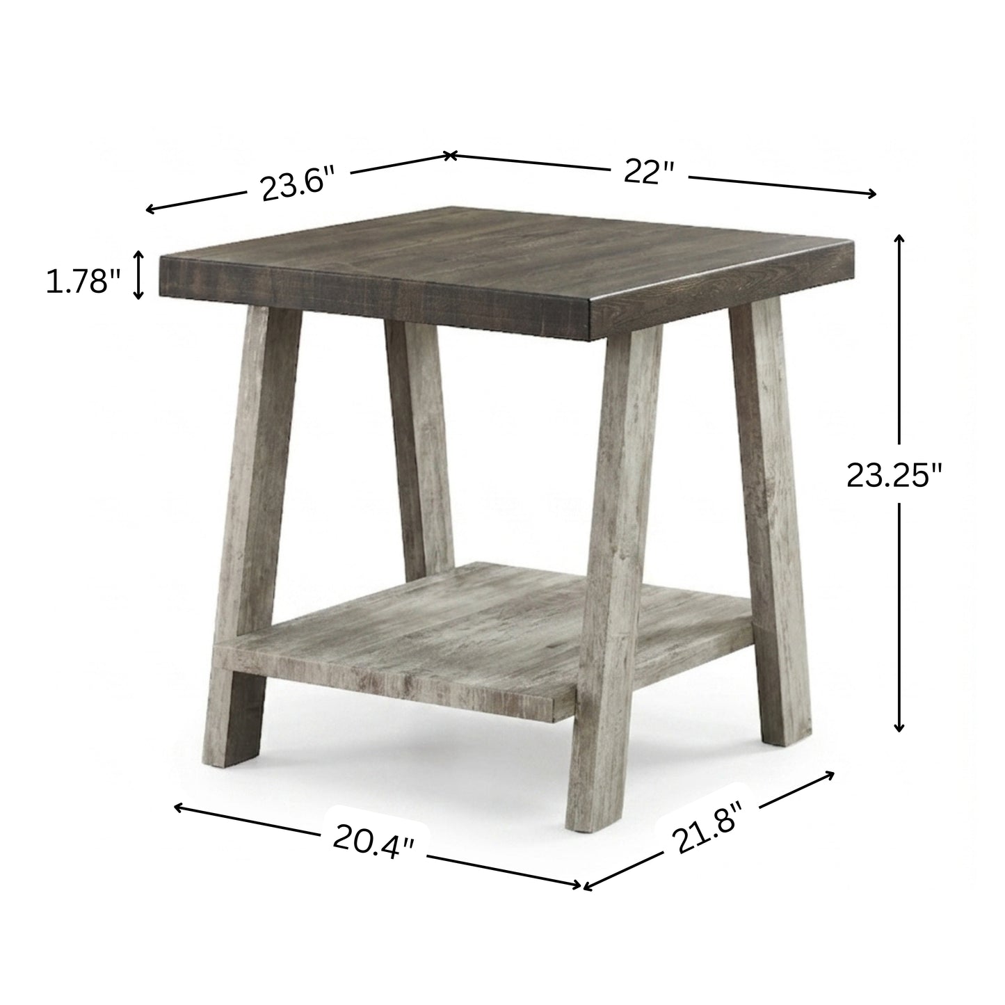 Athens Contemporary Two-Tone Wood Shelf End Table in Weathered Walnut and Gray