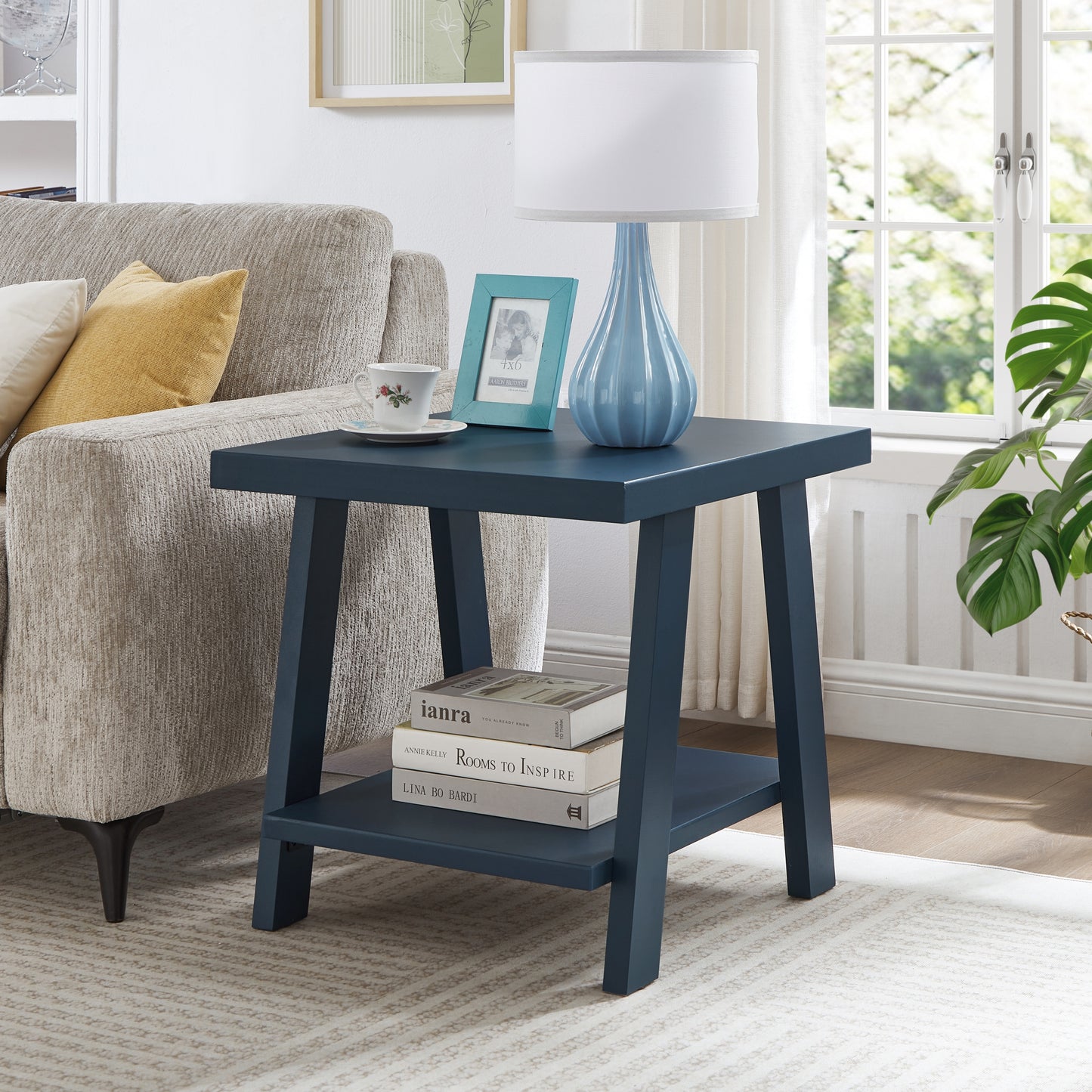Roundhill Furniture Athens Contemporary Wood Shelf End Table