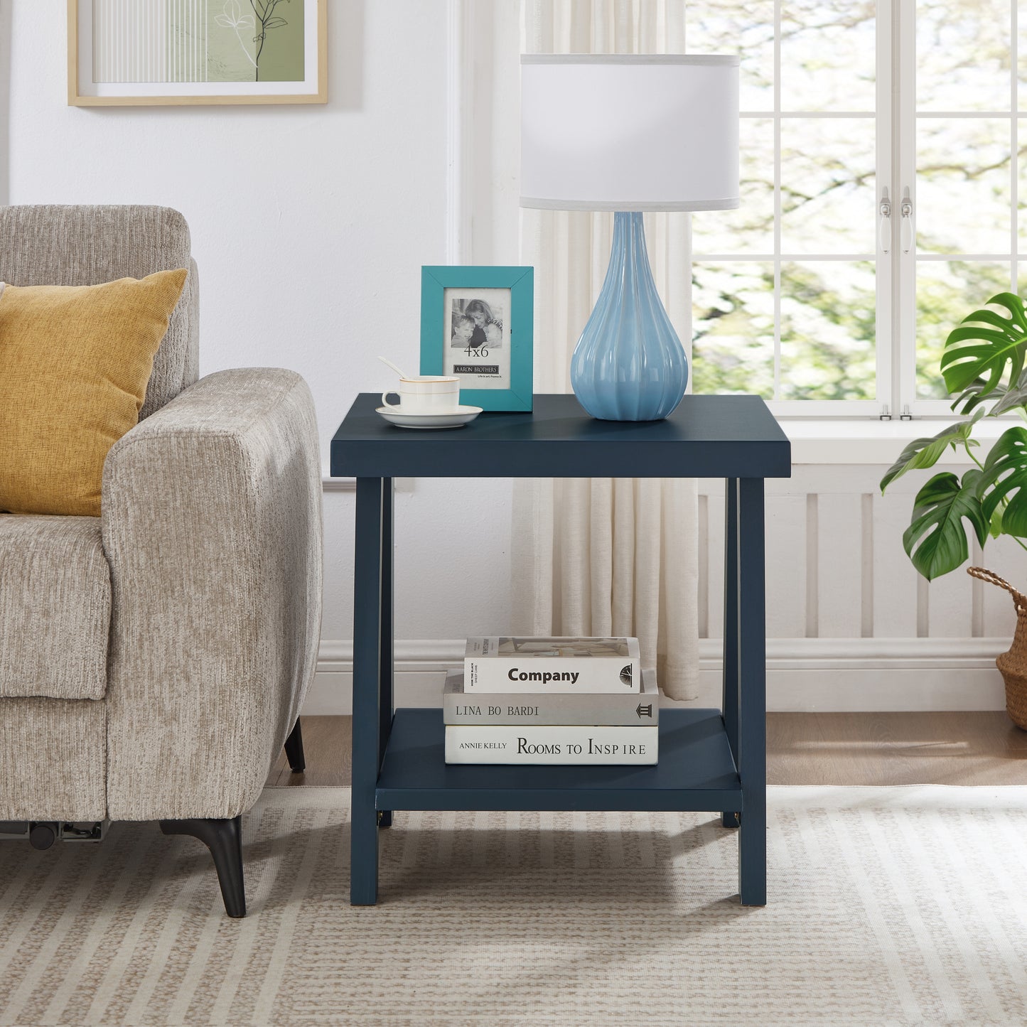 Roundhill Furniture Athens Contemporary Wood Shelf End Table