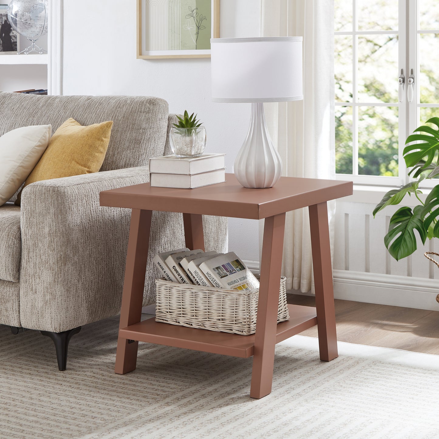 Roundhill Furniture Athens Contemporary Wood Shelf End Table