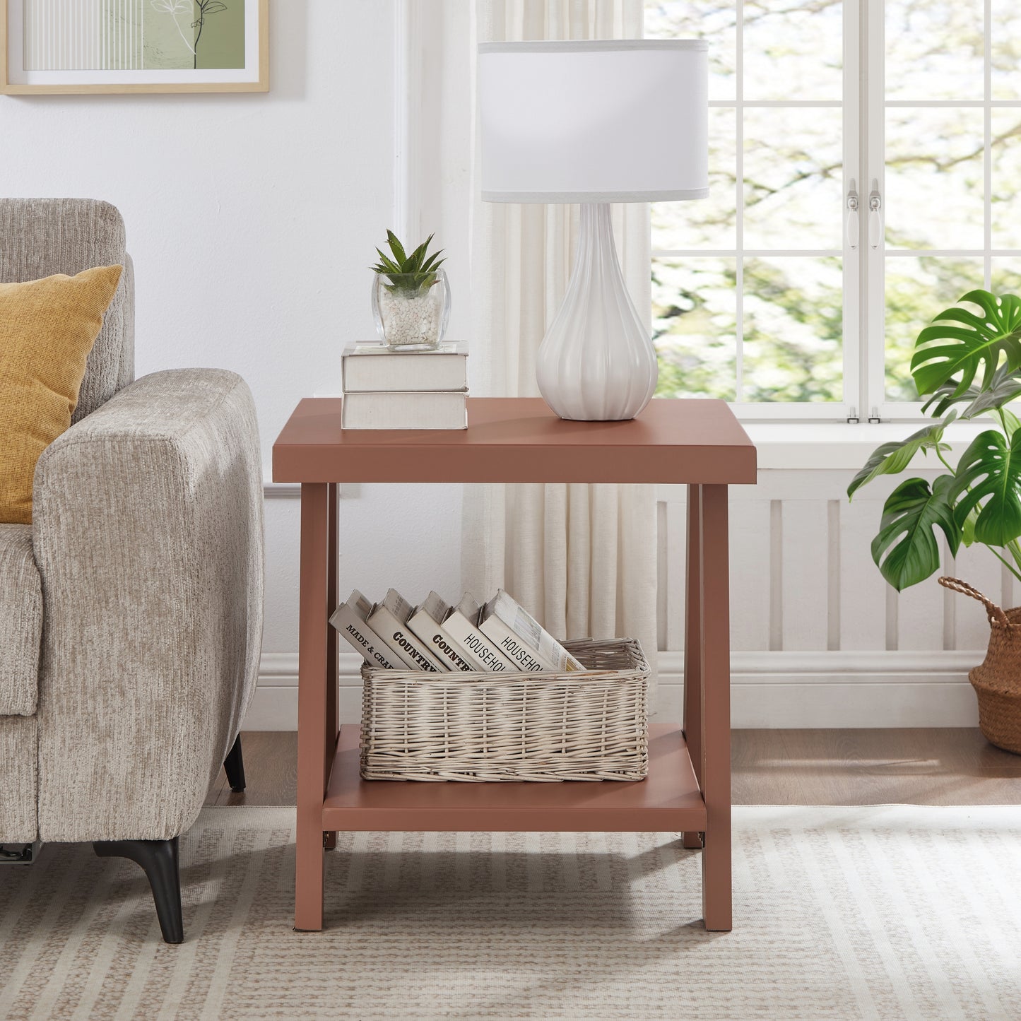 Roundhill Furniture Athens Contemporary Wood Shelf End Table
