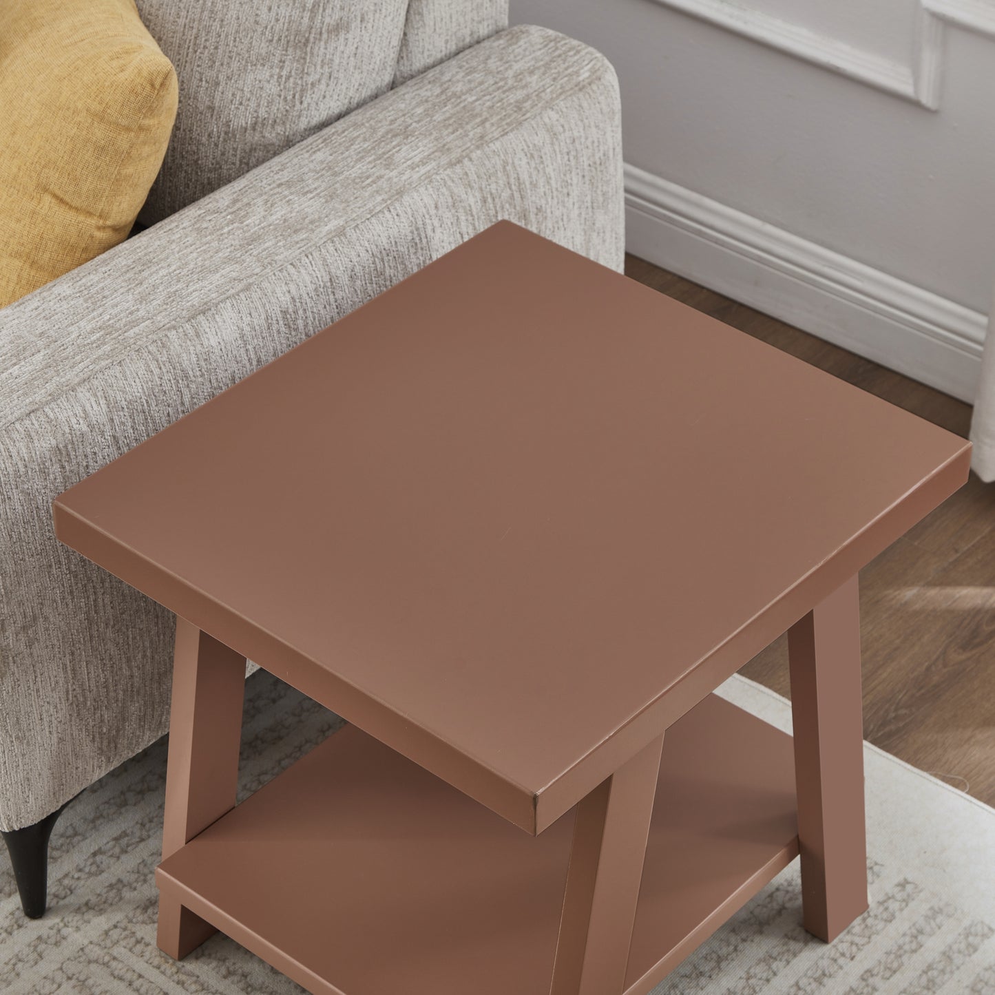 Roundhill Furniture Athens Contemporary Wood Shelf End Table