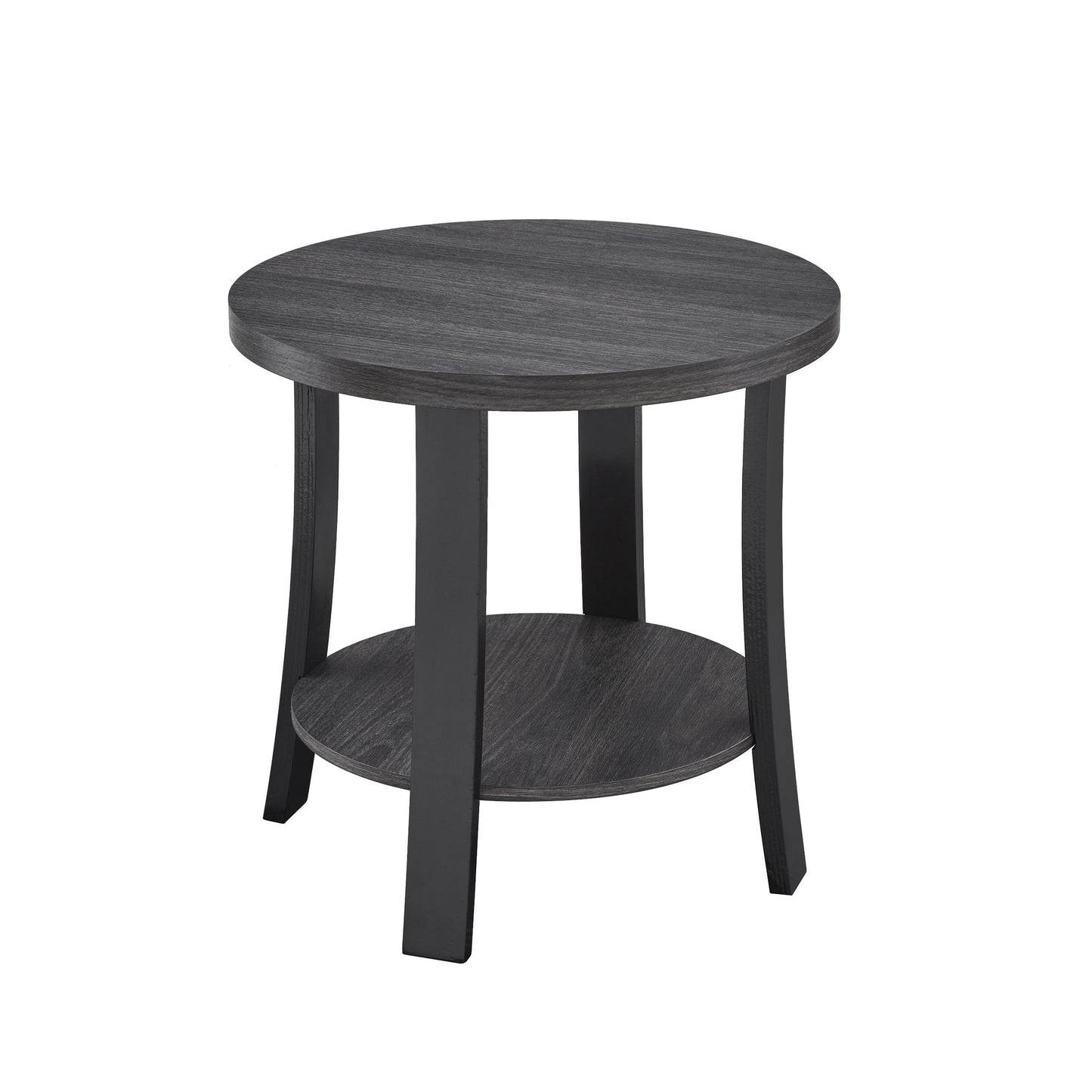 Anze Contemporary Round Wood Shelf End Table