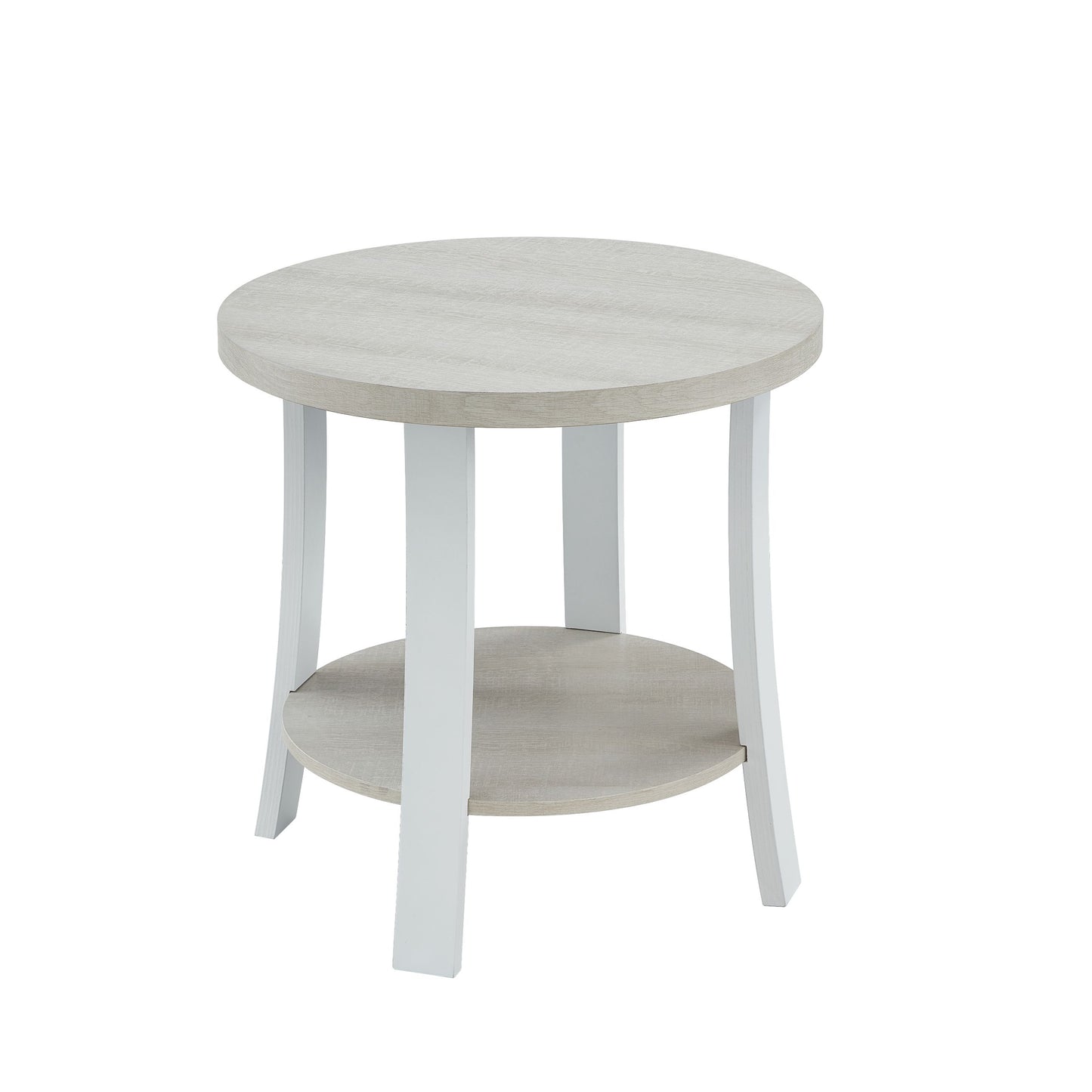 Anze Contemporary Round Wood Shelf End Table