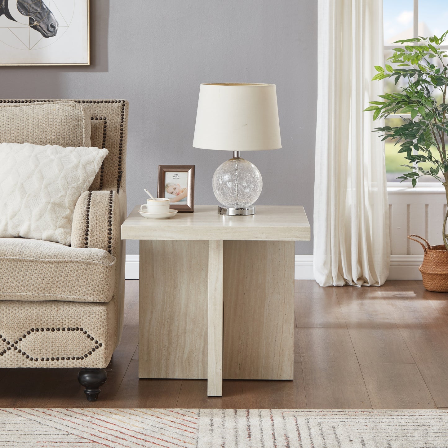 Annex & Co Cavira Modern Faux Marble Living Room End/Side Table