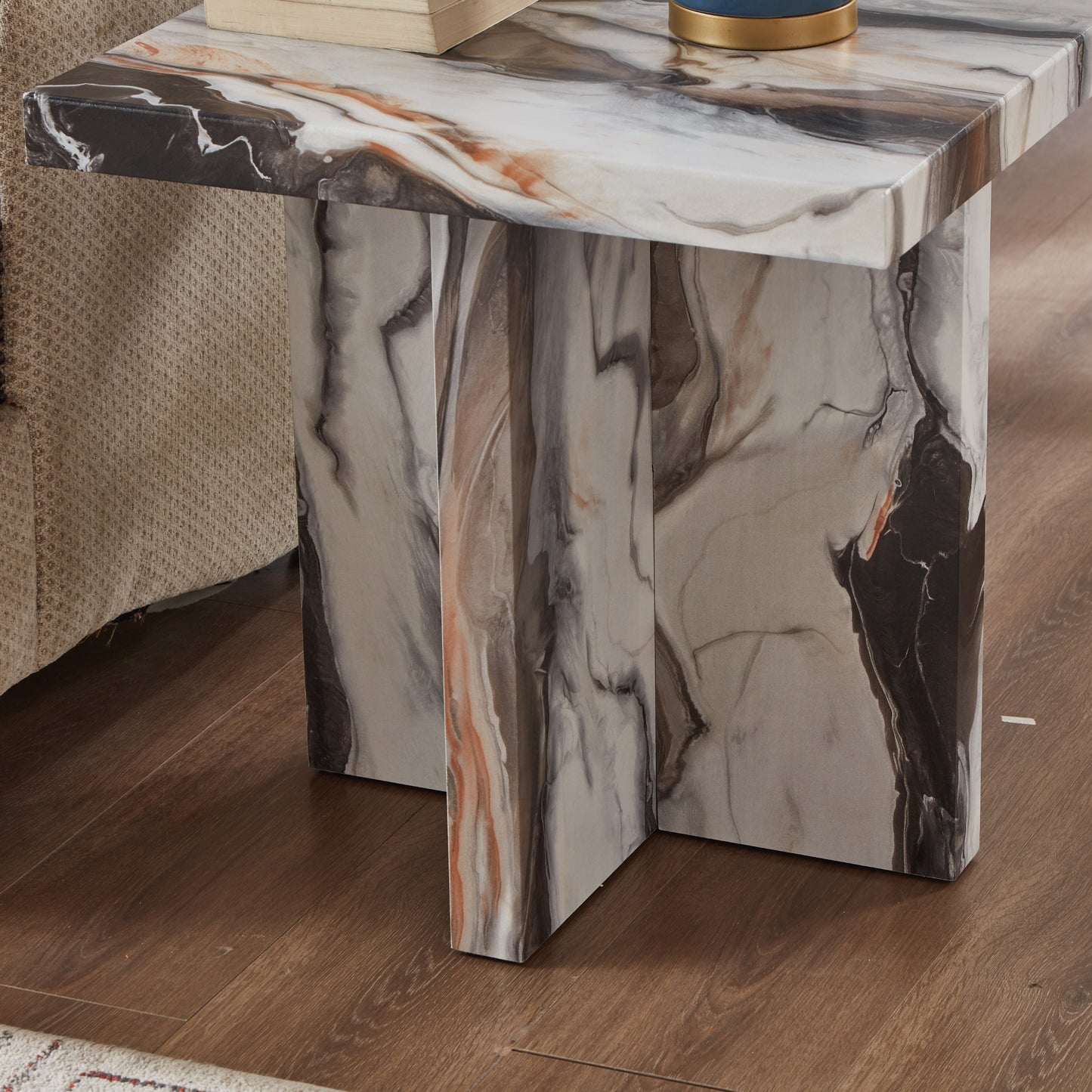 Annex & Co Cavira Modern Faux Marble Living Room End/Side Table