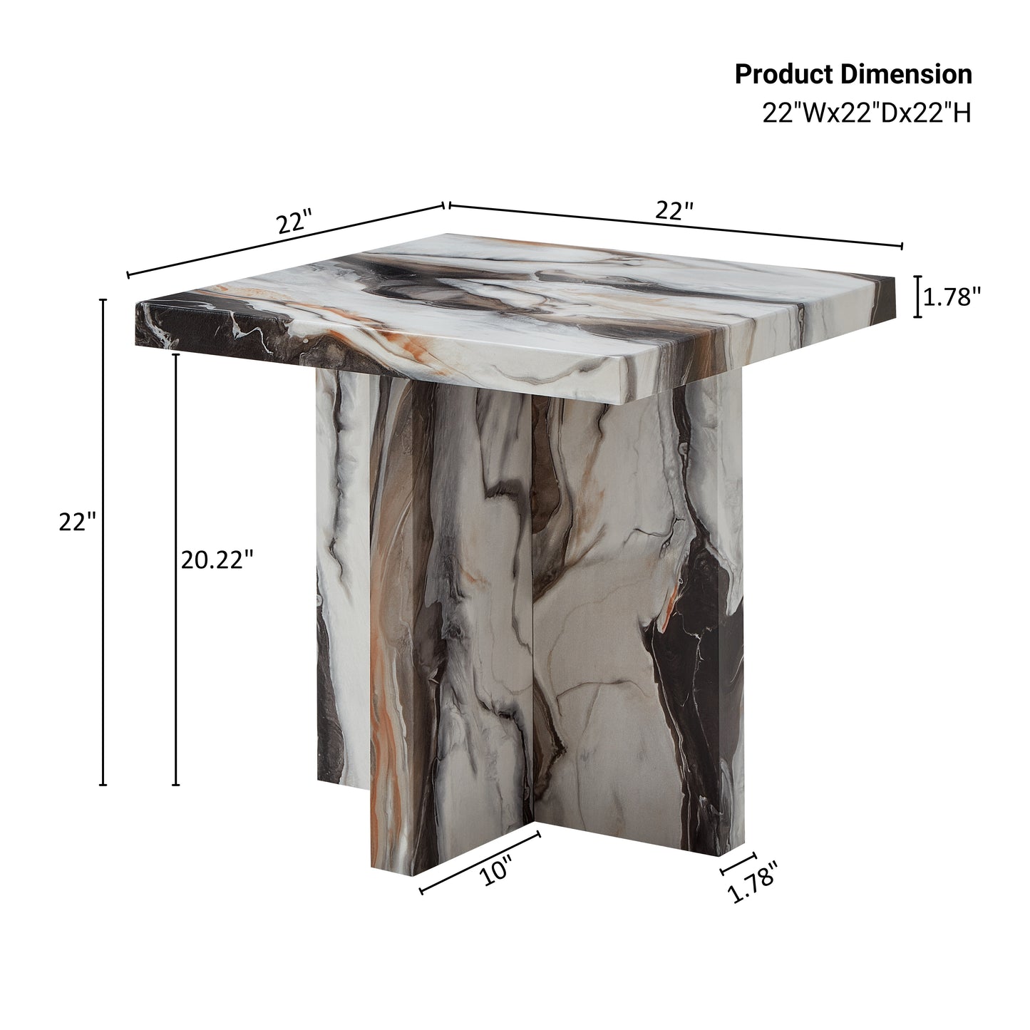 Annex & Co Cavira Modern Faux Marble Living Room End/Side Table