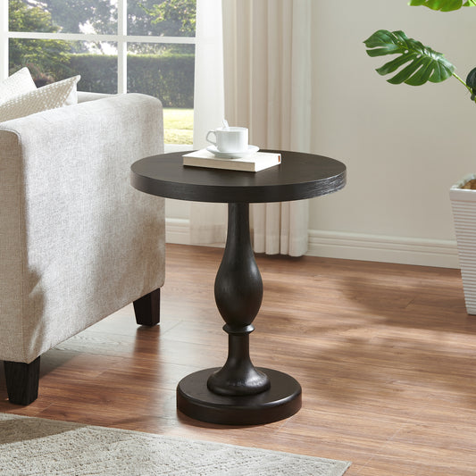 Roundhill Furniture Solmere 22" Round Wood Pedestal End Table