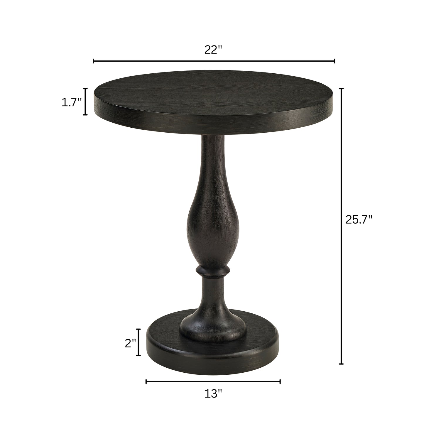 Roundhill Furniture Solmere 22" Round Wood Pedestal End Table