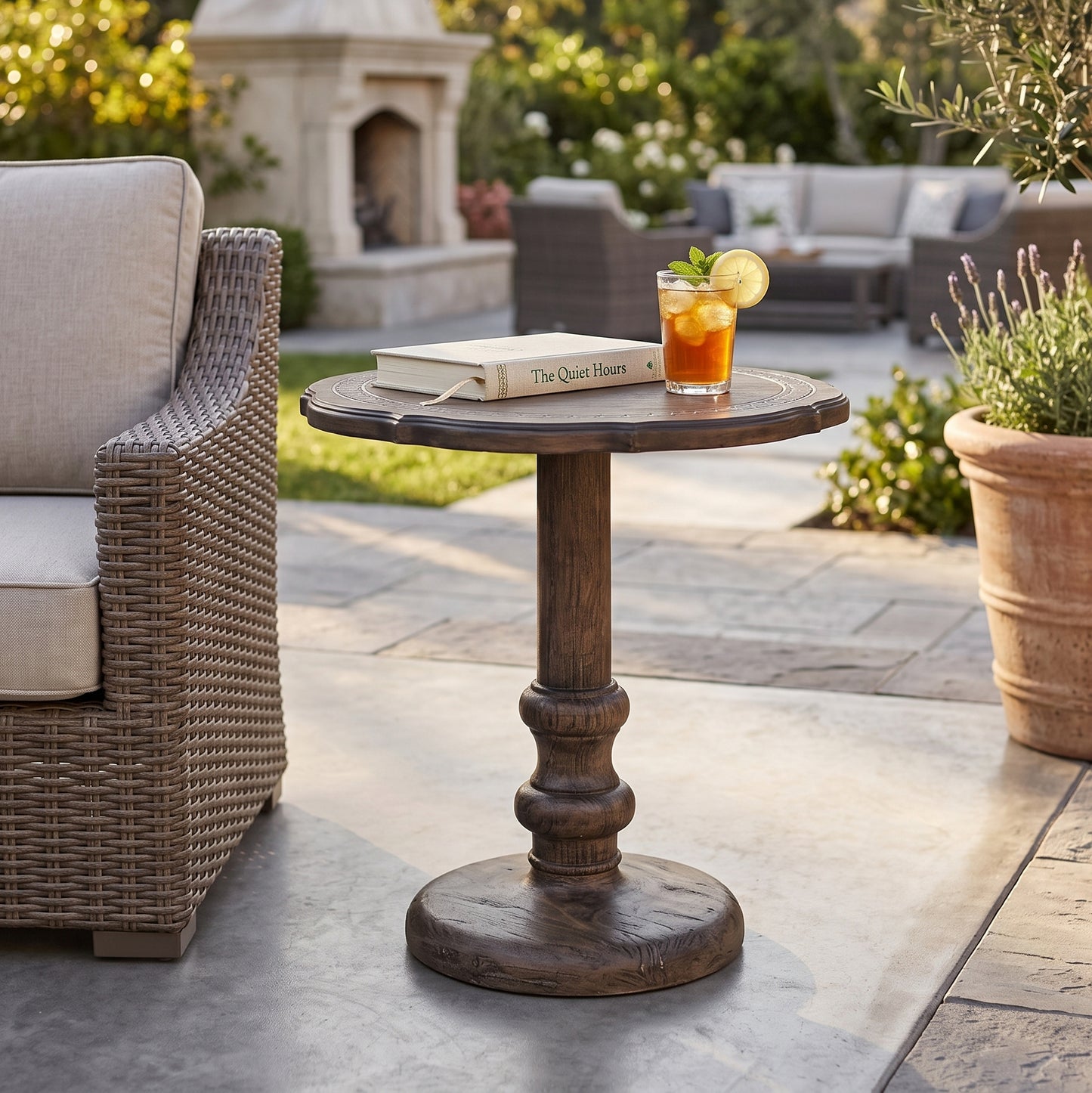 Roundhill Furniture Marlow Indoor/Outdoor Pedestal End Table