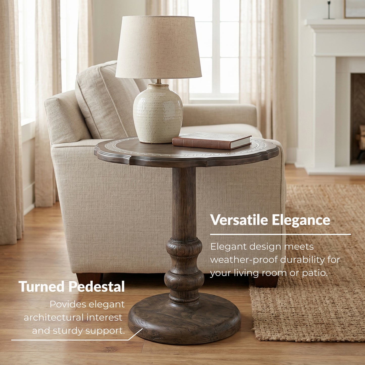 Roundhill Furniture Marlow Indoor/Outdoor Pedestal End Table