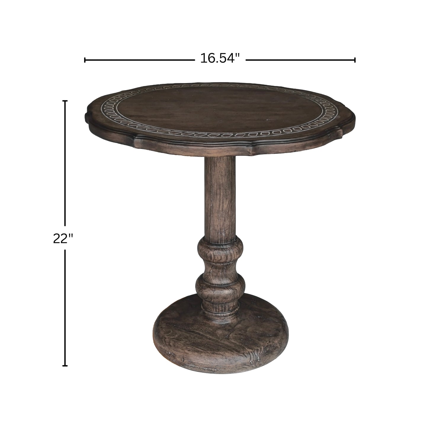 Roundhill Furniture Marlow Solid Mango Wood Pedestal End Table