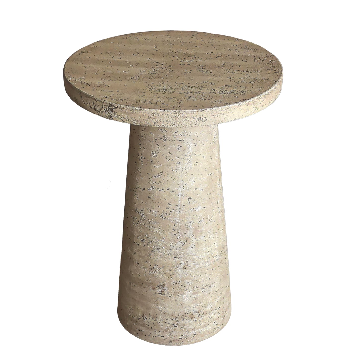 Roundhill Furniture Cortelle Indoor/Outdoor Faux Travertine Round End Table