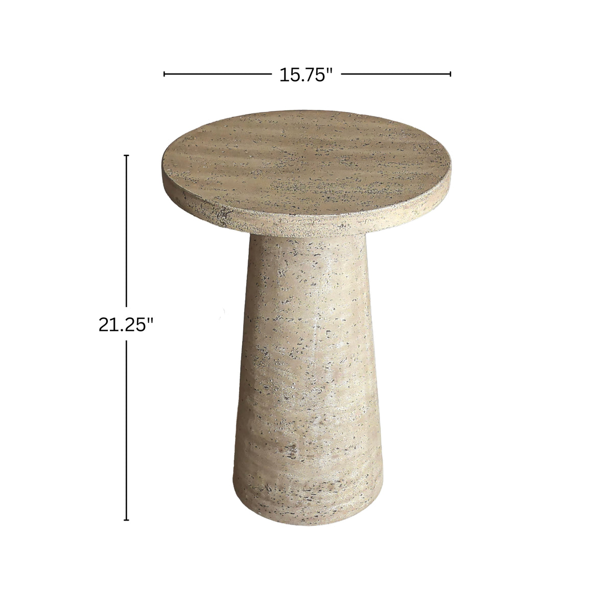 Roundhill Furniture Cortelle Indoor/Outdoor Faux Travertine Round End Table