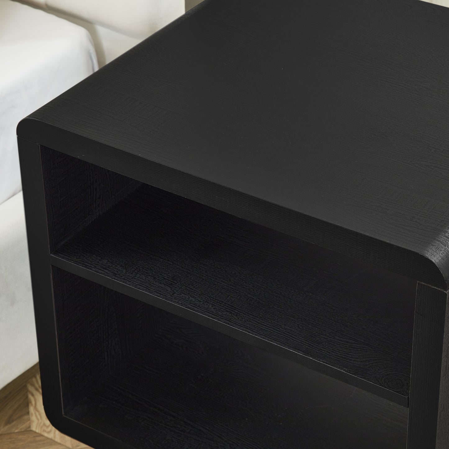 Roundhill Furniture Lux Modern Wood Shelf Side Table, Bedside Nightstand