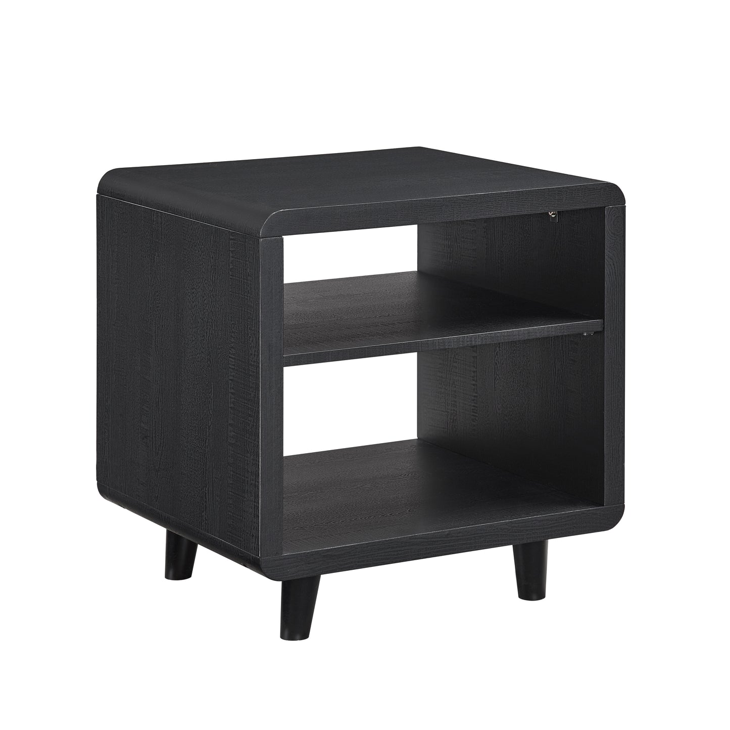 Roundhill Furniture Lux Modern Wood Shelf Side Table, Bedside Nightstand