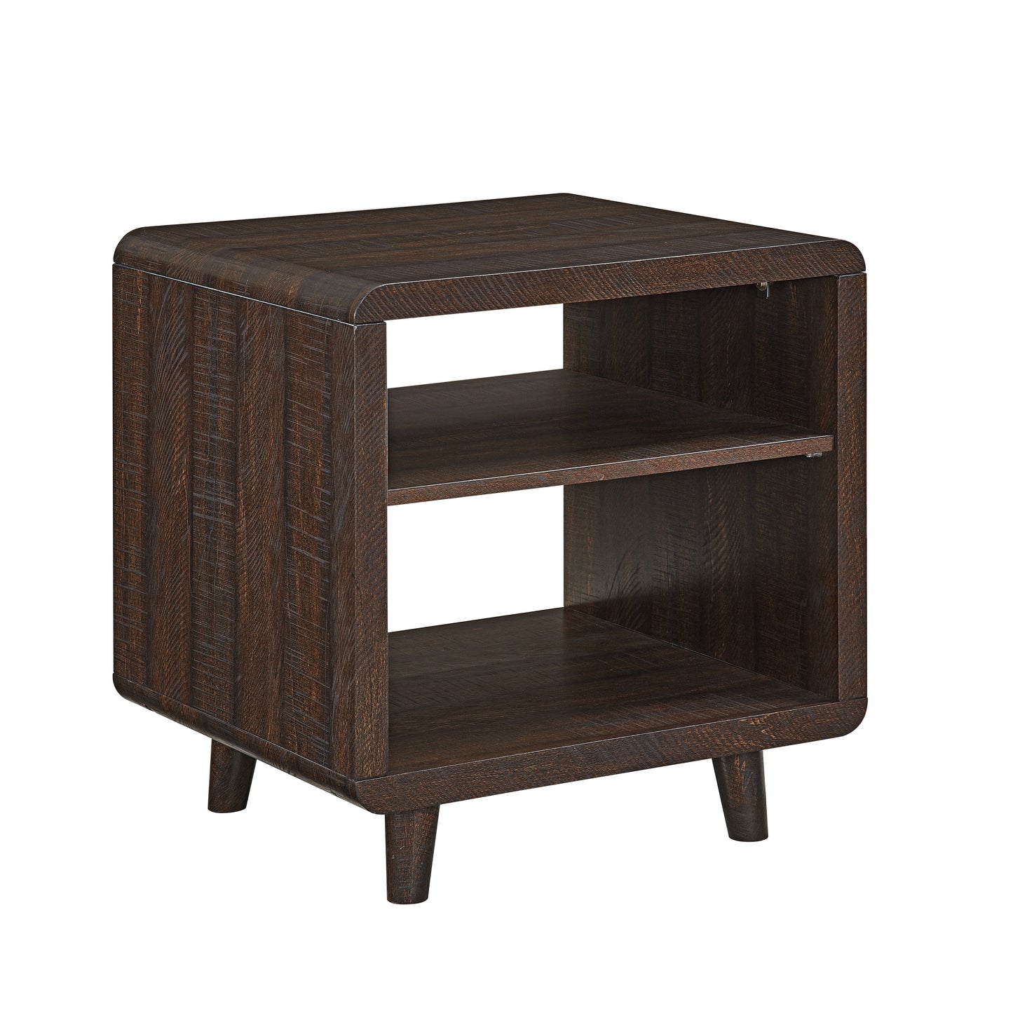 Roundhill Furniture Lux Modern Wood Shelf Side Table, Bedside Nightstand