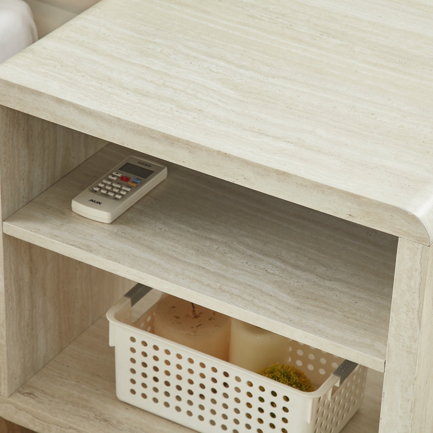 Roundhill Furniture Lux Modern Wood Shelf Side Table, Bedside Nightstand