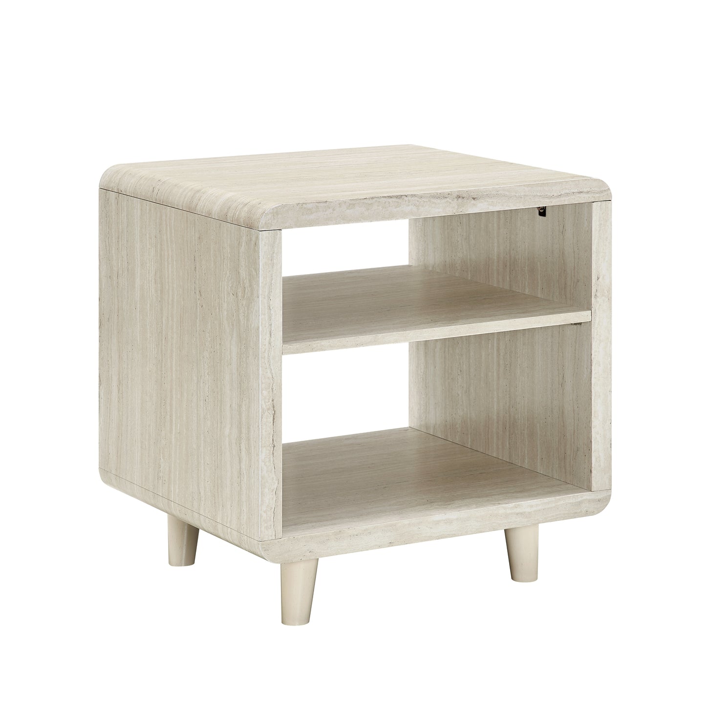 Roundhill Furniture Lux Modern Wood Shelf Side Table, Bedside Nightstand