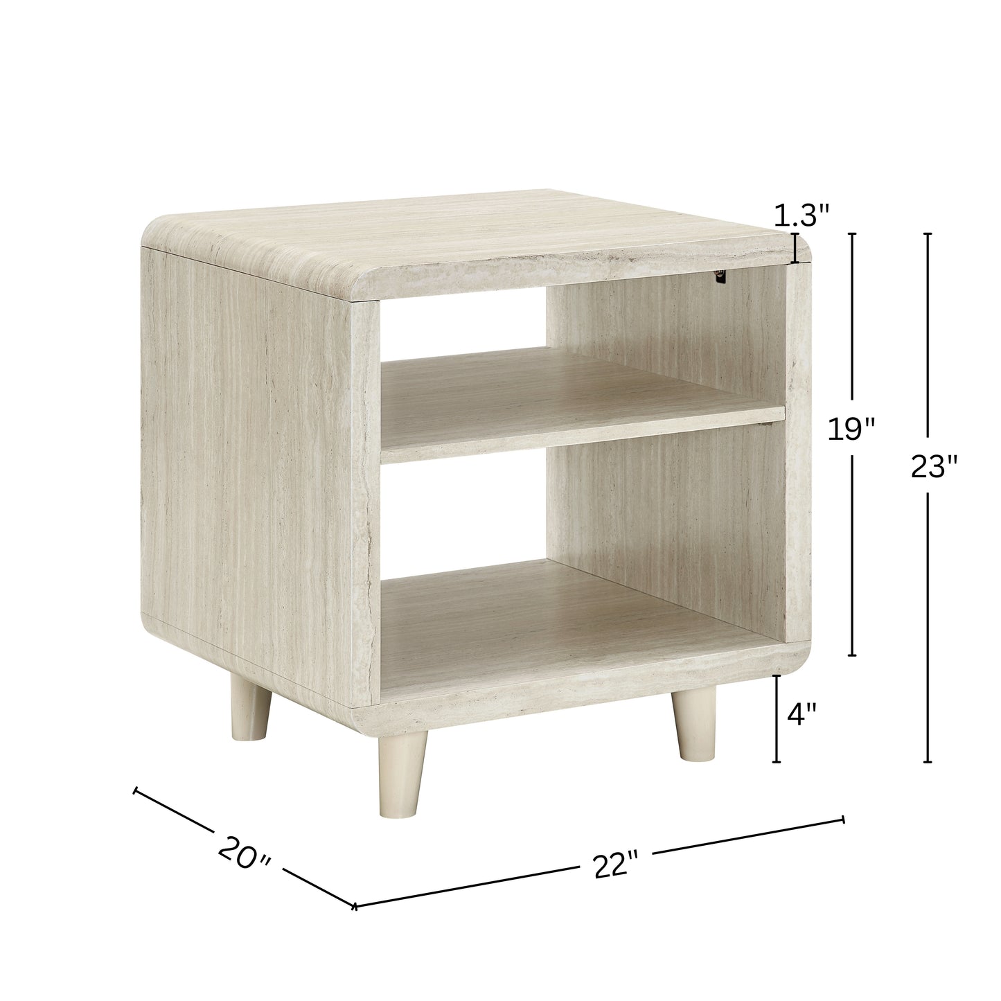 Roundhill Furniture Lux Modern Wood Shelf Side Table, Bedside Nightstand