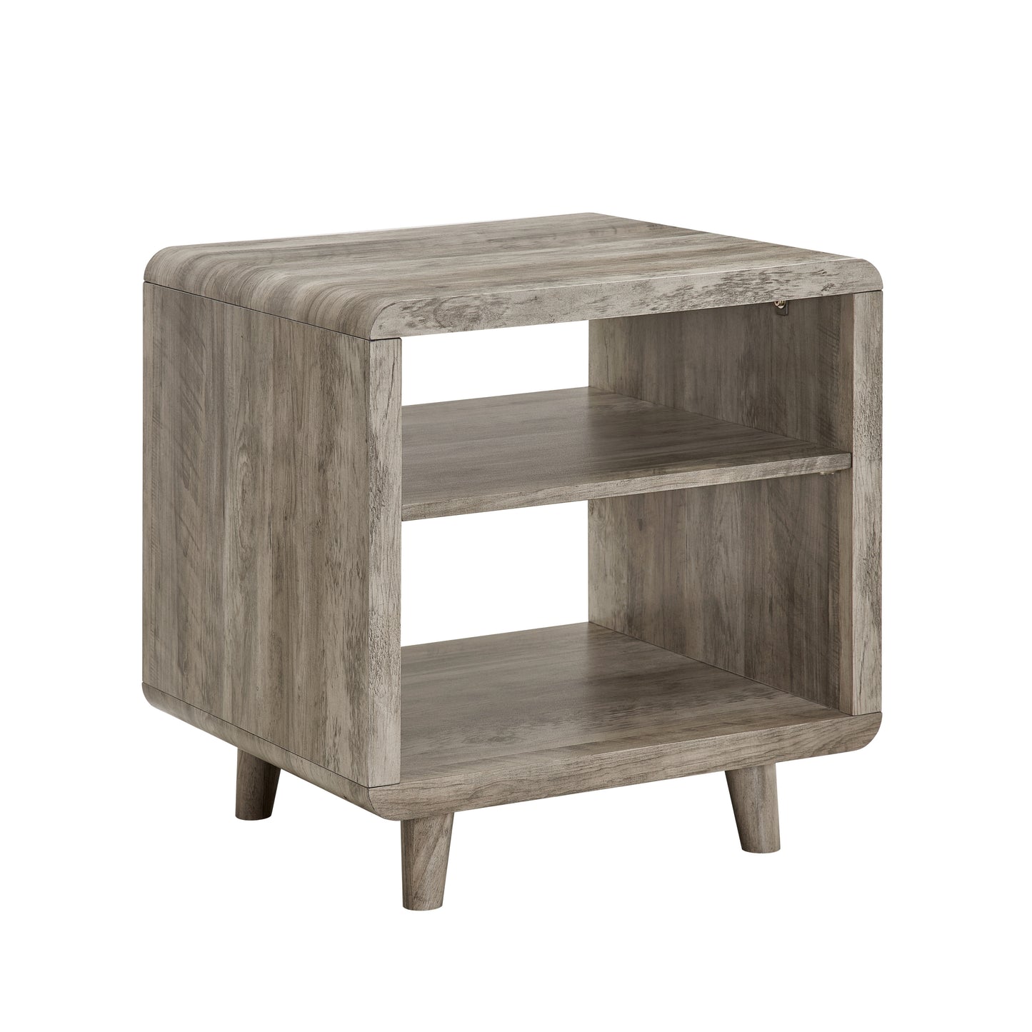 Roundhill Furniture Lux Modern Wood Shelf Side Table, Bedside Nightstand