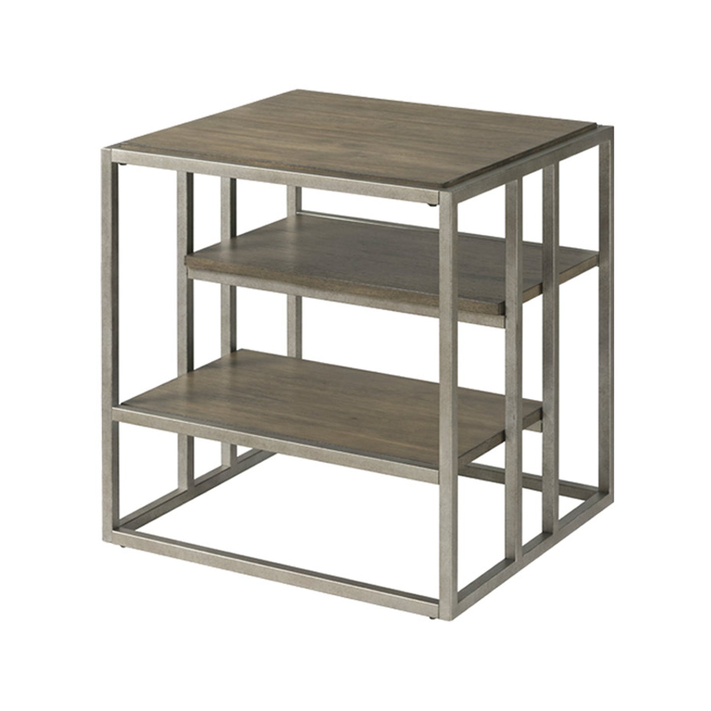 Roundhill Furniture Padena Metal Frame Wood Living Room End Table with Shelf
