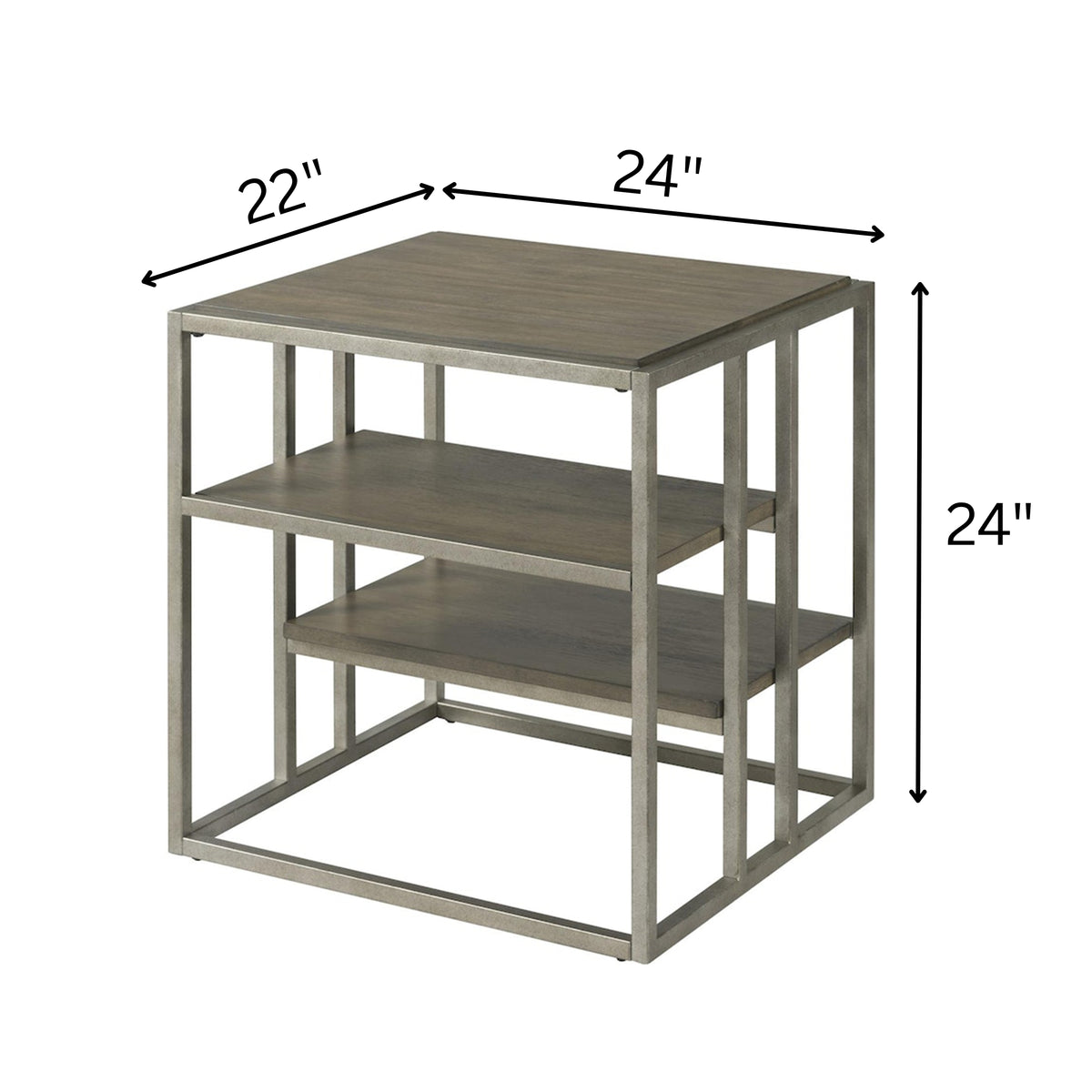 Roundhill Furniture Padena Metal Frame Wood Living Room End Table with Shelf