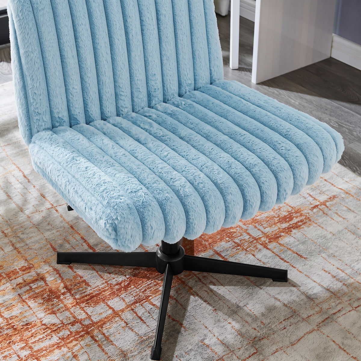 Roundhill Blynn Adjustable'swivel Criss Cross Chair, Wide Seat Office Chair Vanity Chair