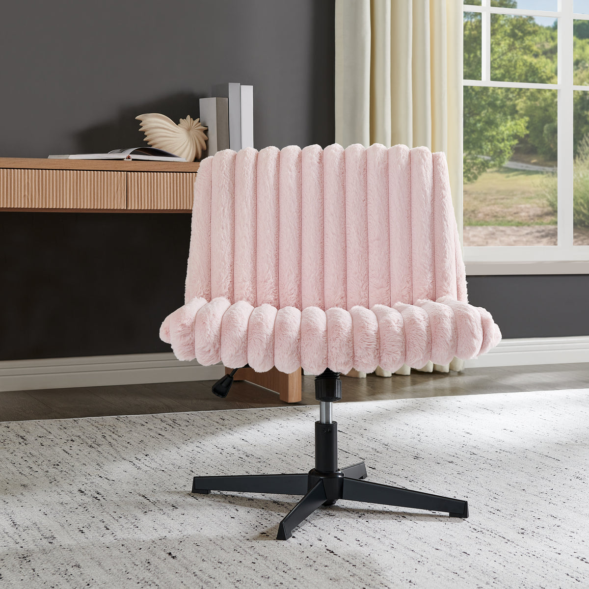 Roundhill Blynn Adjustable'swivel Criss Cross Chair, Wide Seat Office Chair Vanity Chair