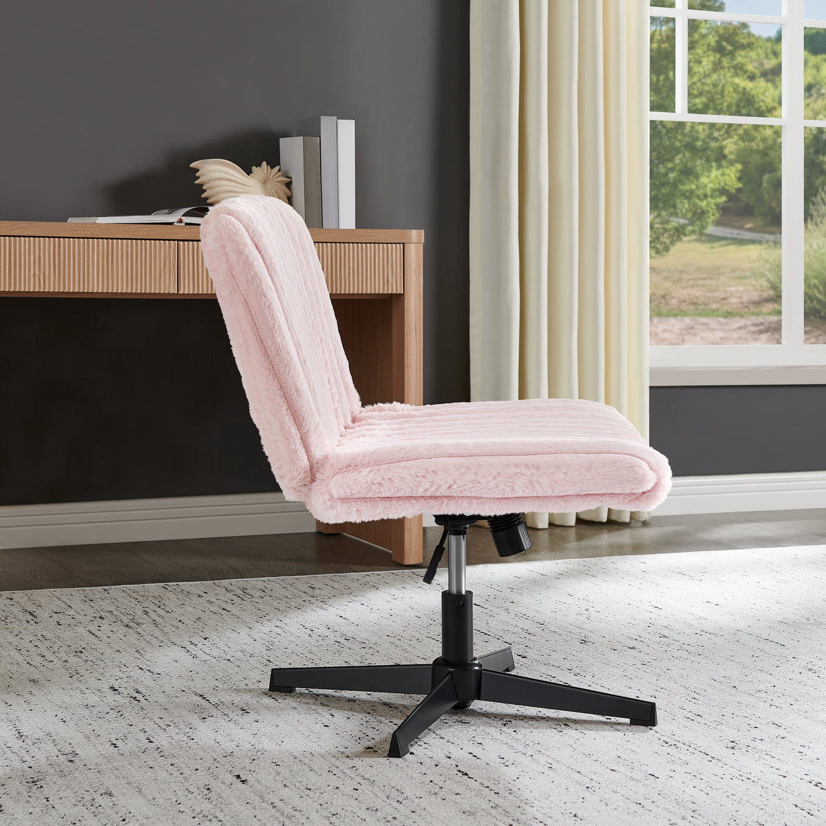 Roundhill Blynn Adjustable'swivel Criss Cross Chair, Wide Seat Office Chair Vanity Chair