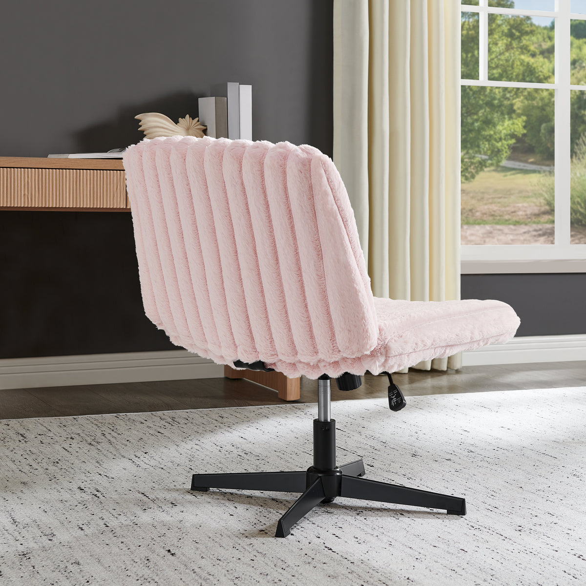 Roundhill Blynn Adjustable'swivel Criss Cross Chair, Wide Seat Office Chair Vanity Chair