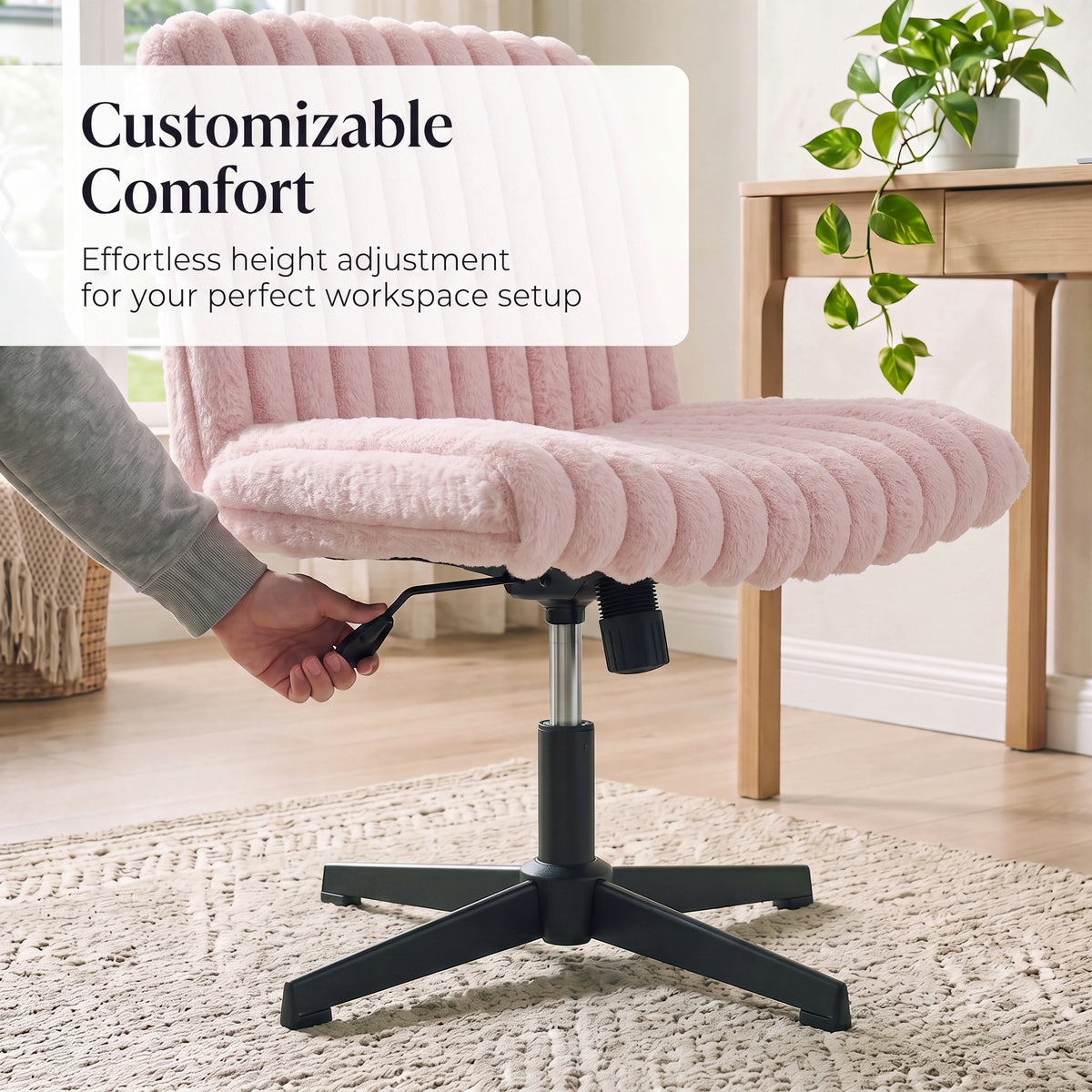 Roundhill Blynn Adjustable'swivel Criss Cross Chair, Wide Seat Office Chair Vanity Chair