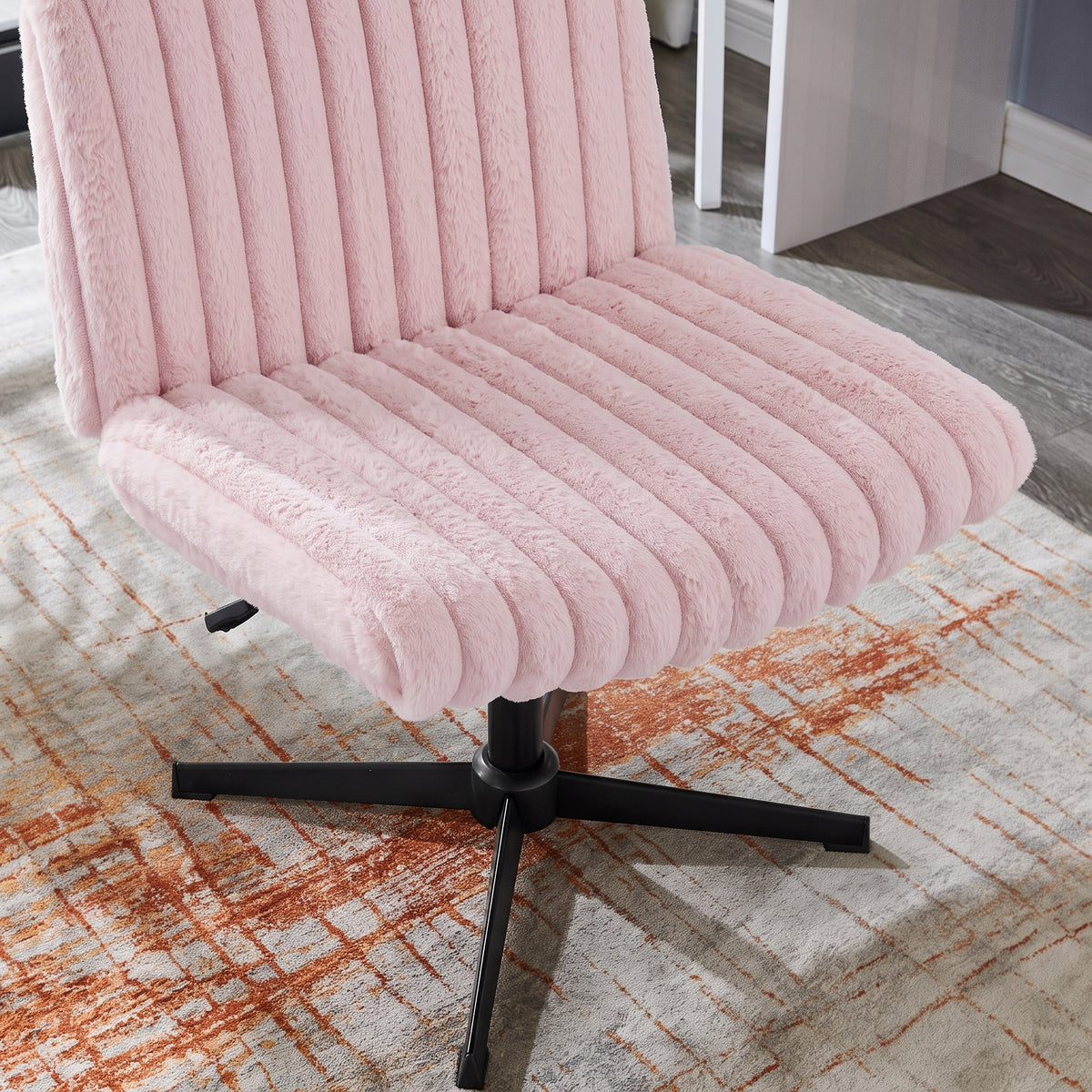 Roundhill Blynn Adjustable'swivel Criss Cross Chair, Wide Seat Office Chair Vanity Chair