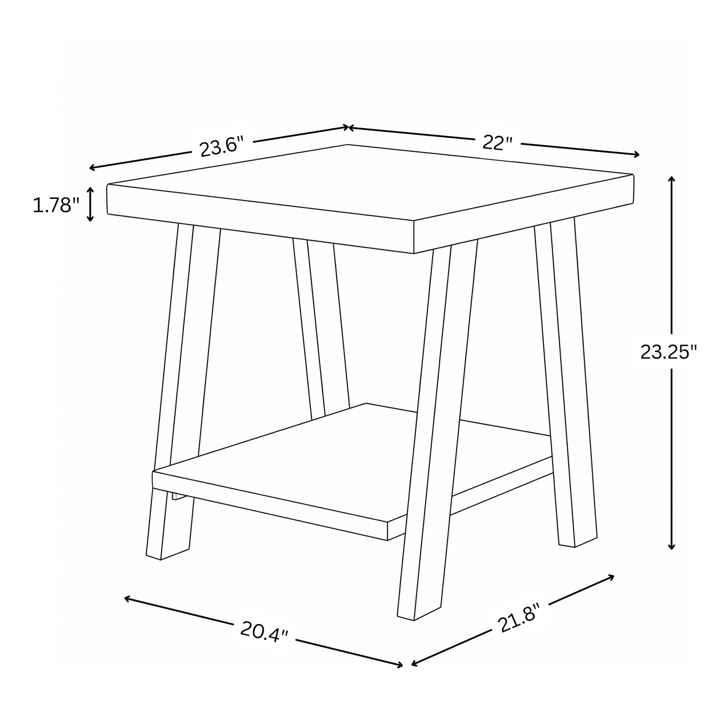Roundhill Furniture Athens Contemporary Wood Shelf End Table