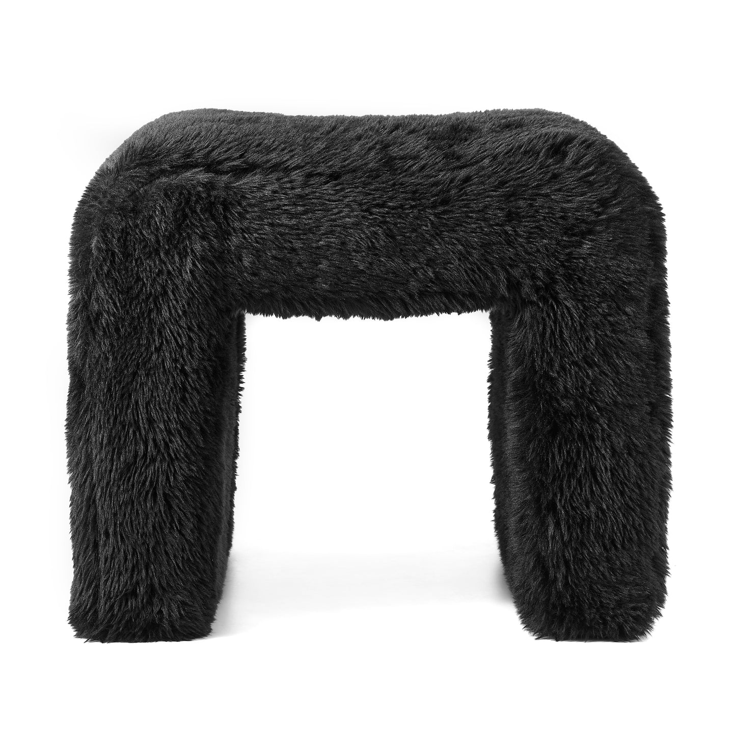 Roundhill Furniture Zorya Contemporary Faux Fur U-Shaped Ottoman, Set of 2