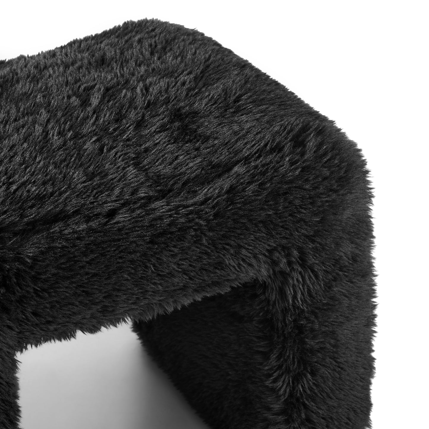 Roundhill Furniture Zorya Contemporary Faux Fur U-Shaped Ottoman, Set of 2