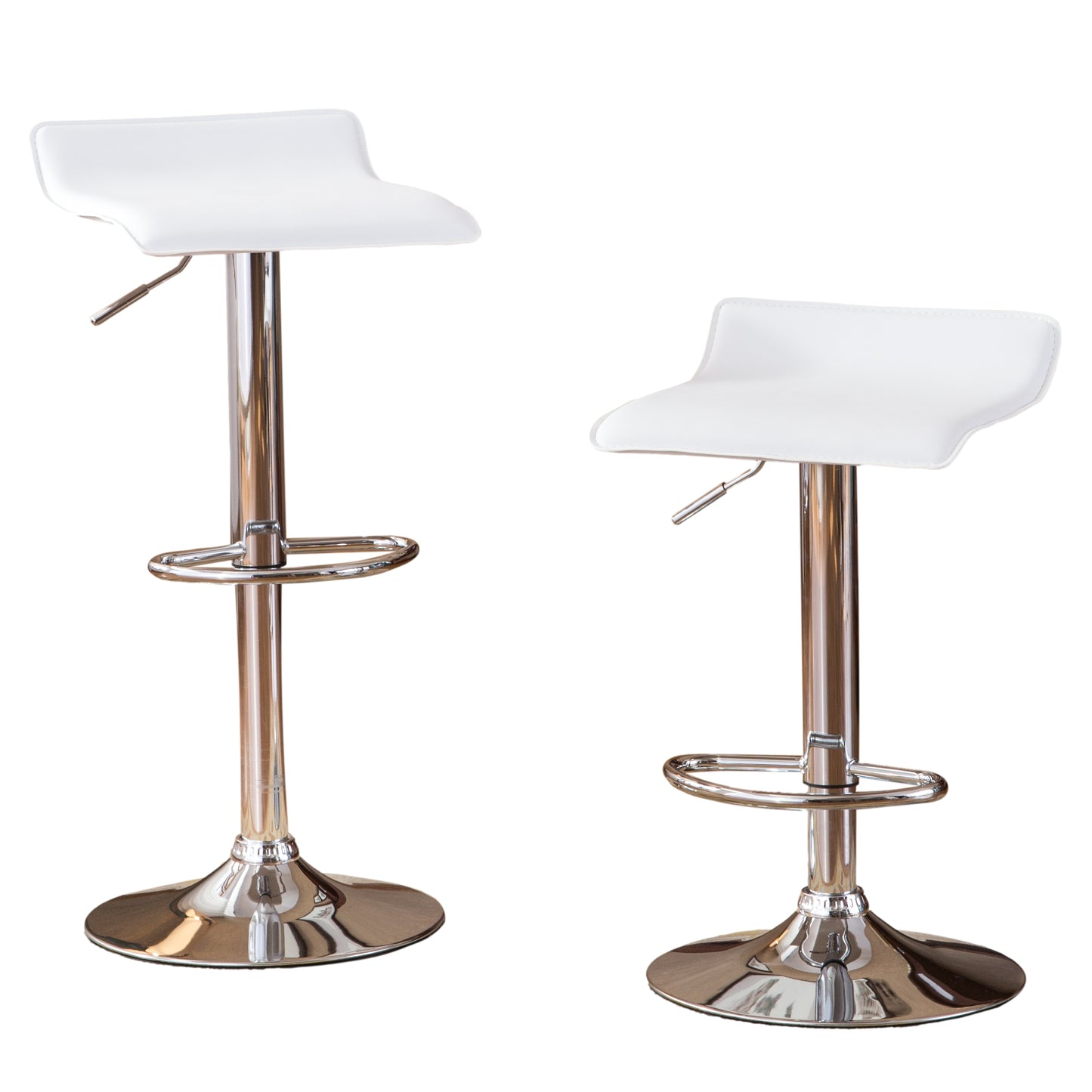 Contemporary Chrome Chrome Air Lift Adjustable'swivel Stools with White Seat  Set of 2
