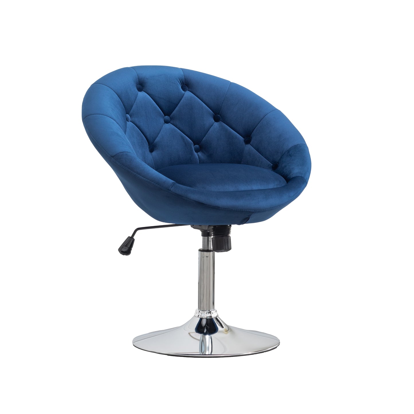 Noas Velvet Upholstered Tufted Back Swivel Accent Chair, Blue