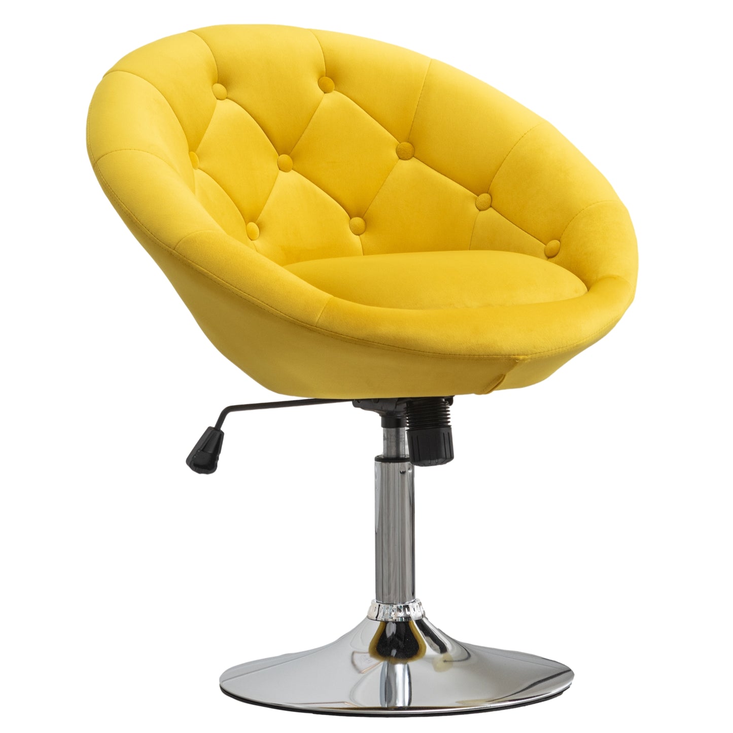 Noas Velvet Upholstered Tufted Back Swivel Accent Chair, Yellow