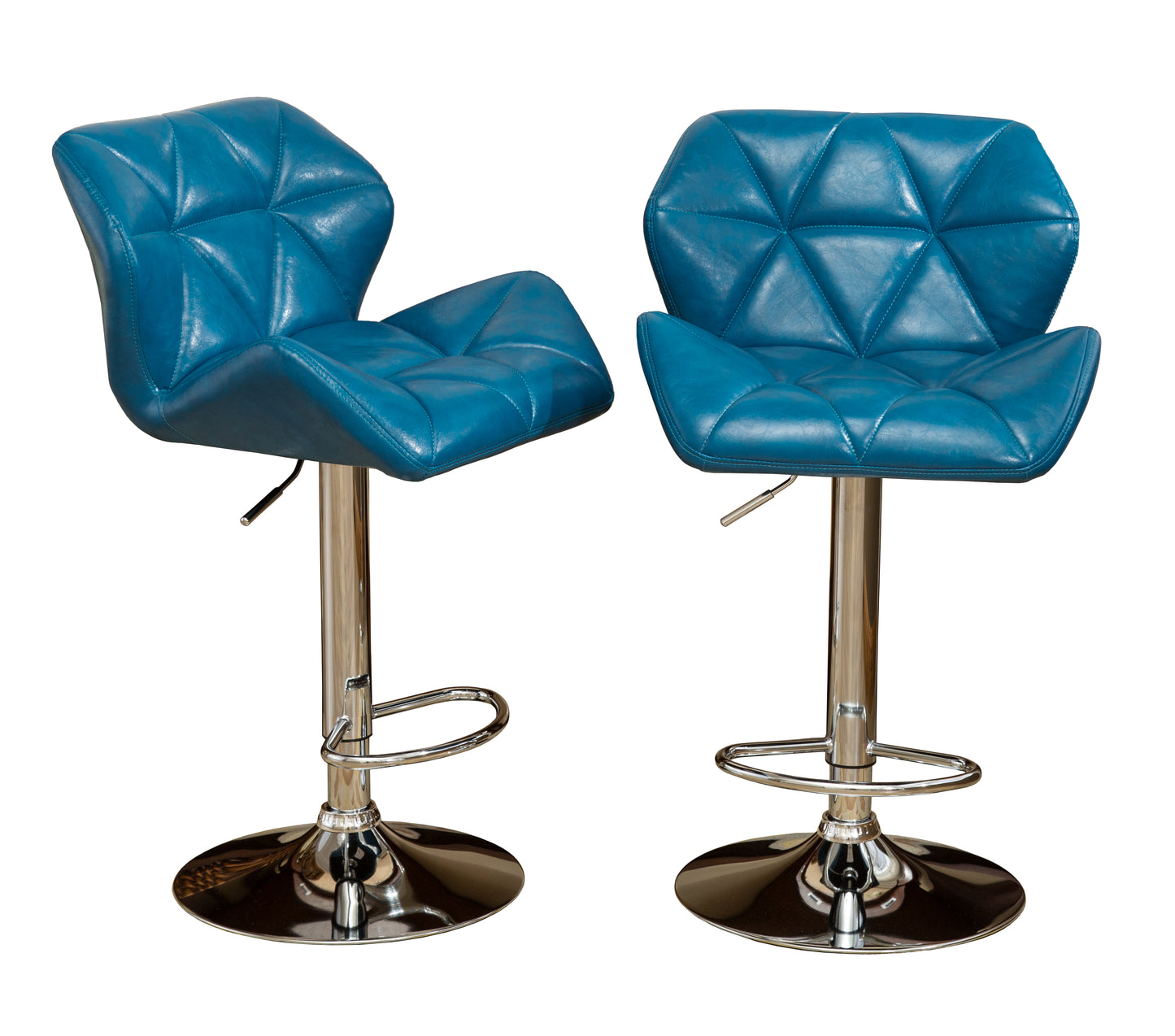 Glasgow Contemporary Tufted Adjustable Height Hydraulic Blue Bar Stools, Set of 2