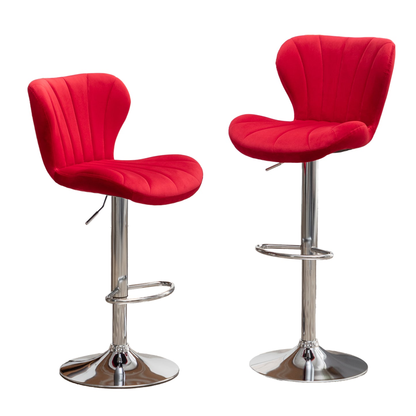 Ellston Upholstered Adjustable'swivel Barstools in Red, Set of 2