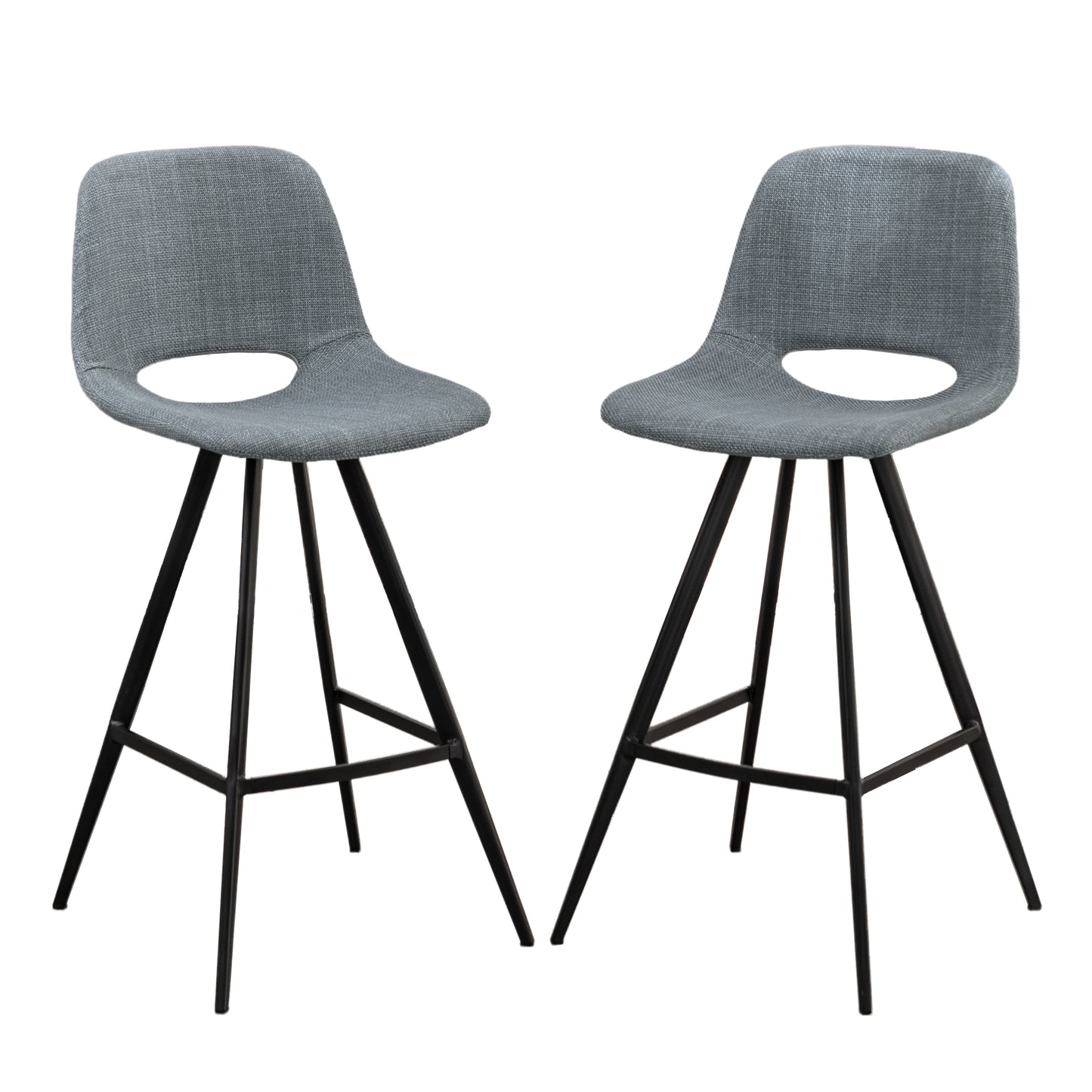 Roundhill Furniture Porth Fabric Kitchen 28.25" Barstools, Set of 2, Gray