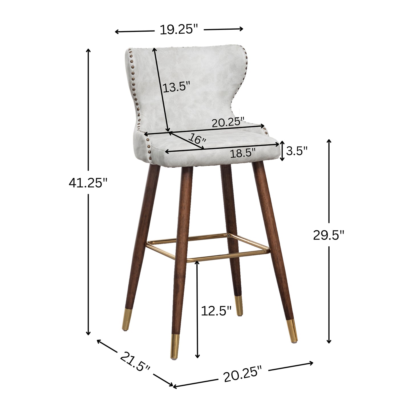 Roundhill Furniture Nevis Mid-century Modern Faux Leather Tufted Nailhead Trim Barstools, Set of 2