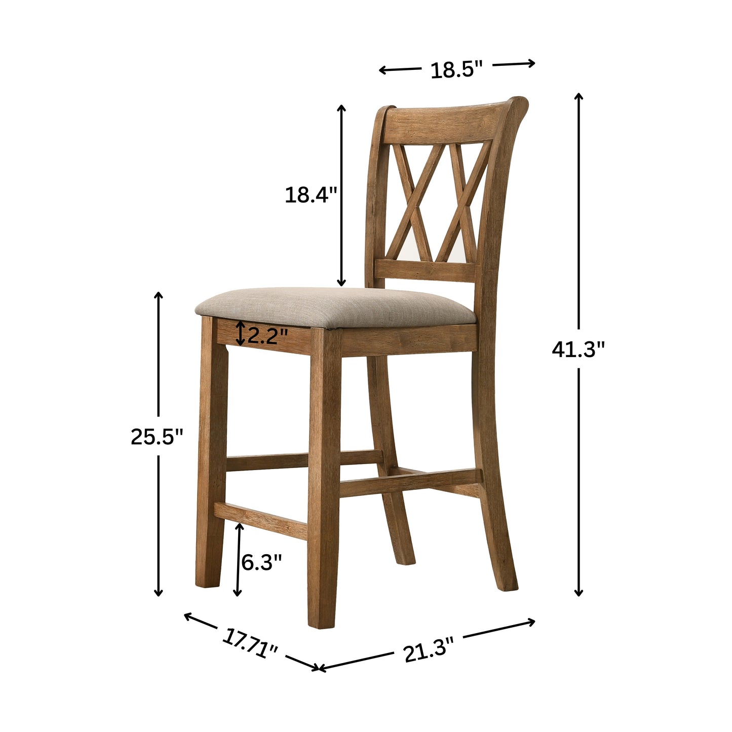 Windvale Fabric Upholstered Counter Height Dining Chairs, Set of 2, Tan