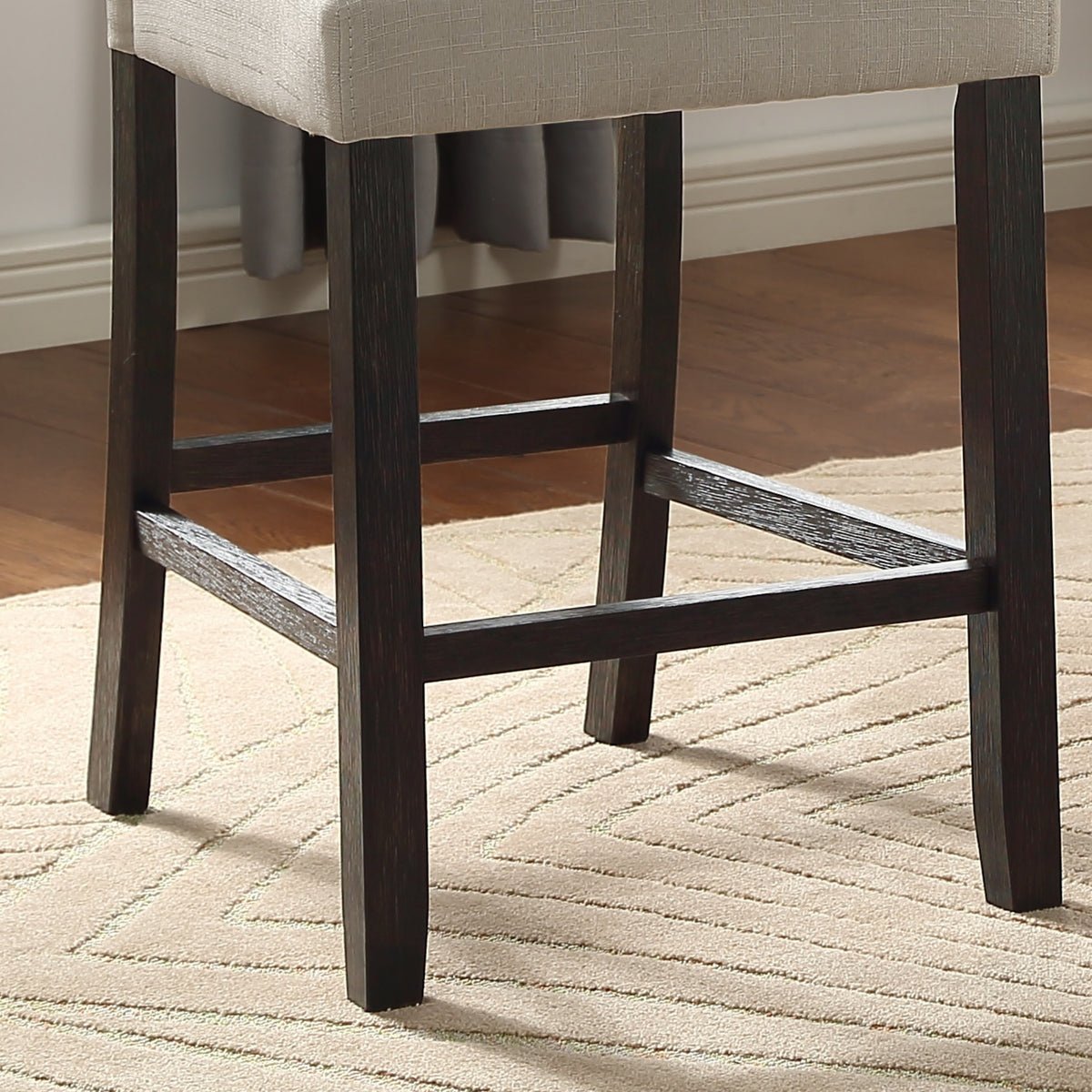 Leviton Solid Wood Tufted Asons Counter Height Stool, Set of 2, Tan