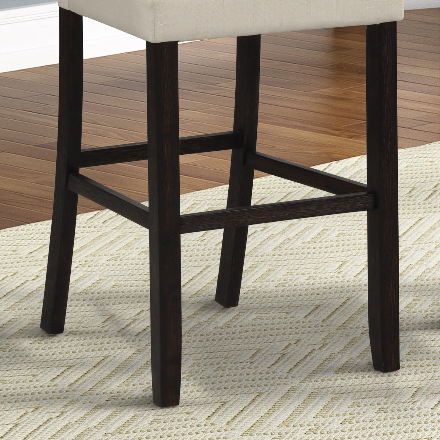 Leviton Solid Wood Tufted Asons Barstool, Set of 2, Tan