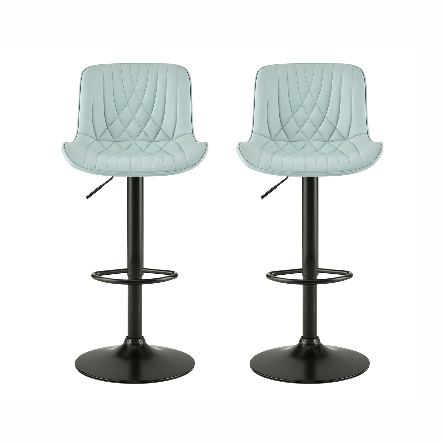 Roundhill Furniture Kovyn Contemporary Adjustable Barstool with Faux Leather Swivel Seats, Set of 2