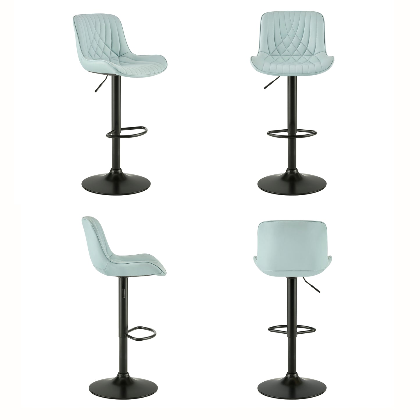 Roundhill Furniture Kovyn Contemporary Adjustable Barstool with Faux Leather Swivel Seats, Set of 2