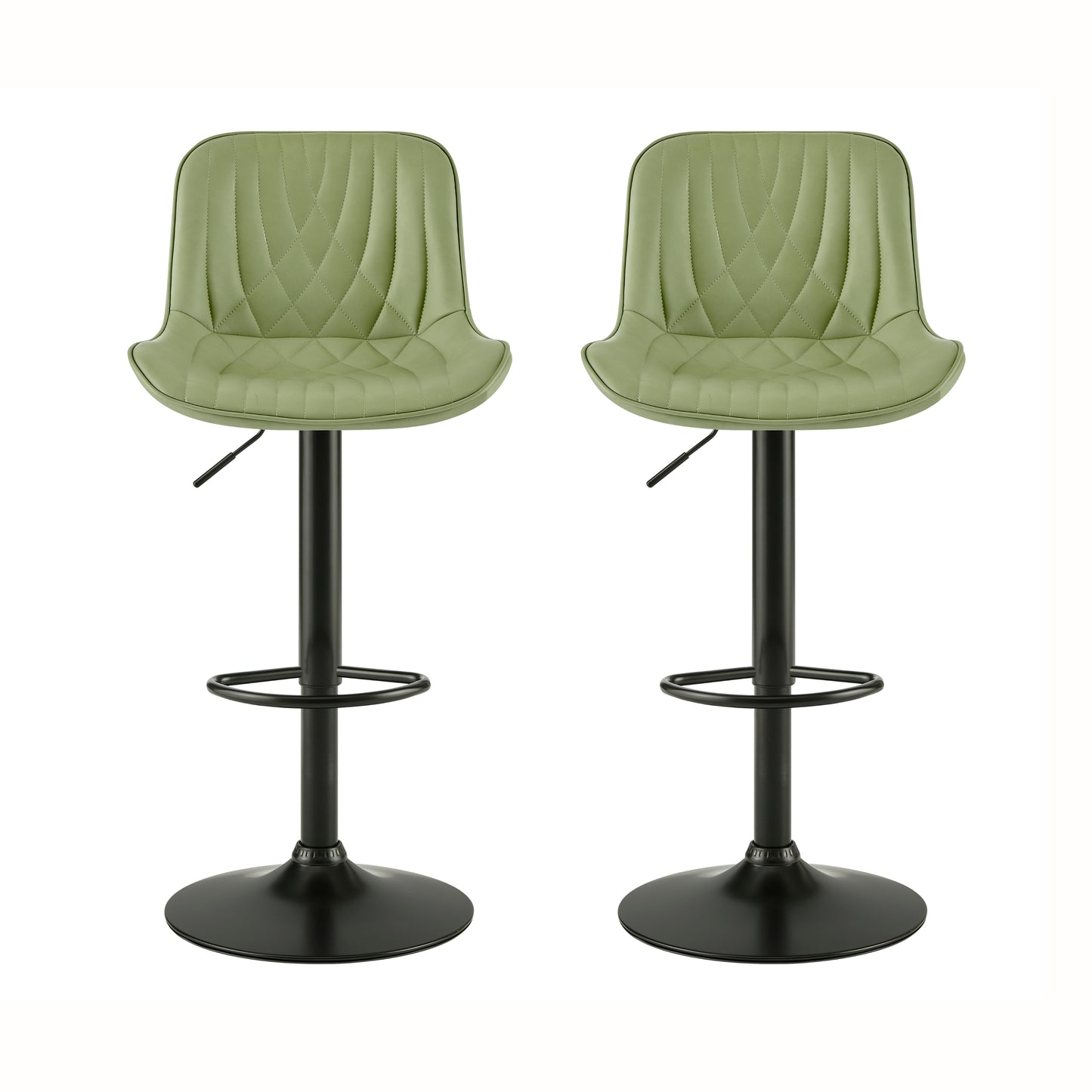 Roundhill Furniture Kovyn Contemporary Adjustable Barstool with Faux Leather Swivel Seats, Set of 2