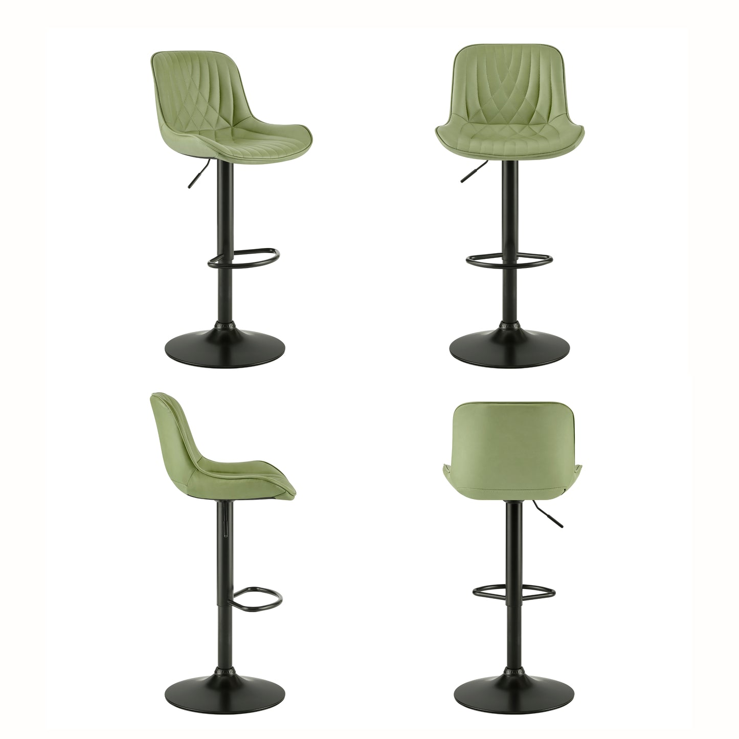 Roundhill Furniture Kovyn Contemporary Adjustable Barstool with Faux Leather Swivel Seats, Set of 2